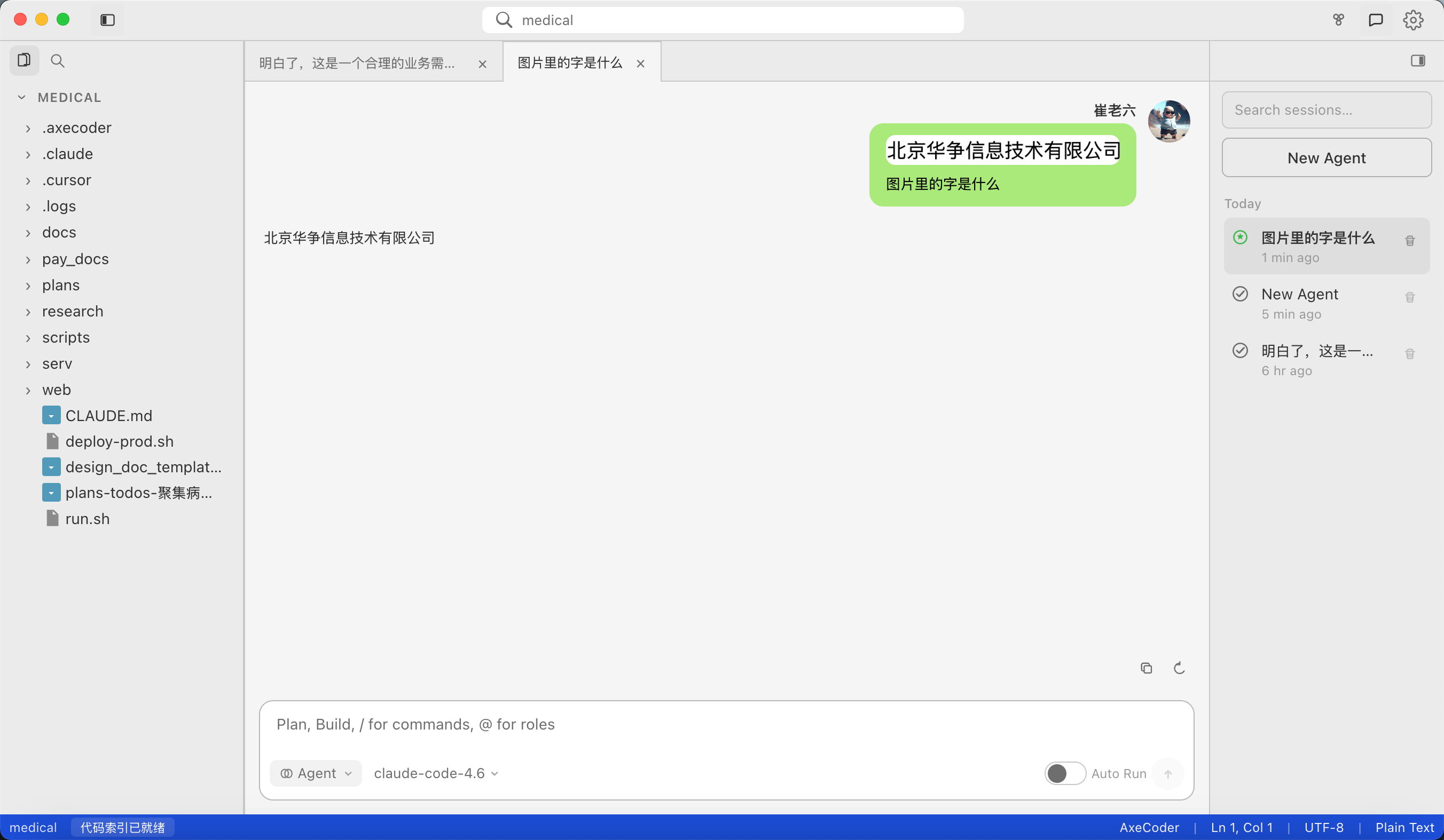 AxeCoder 多模态智能体对话